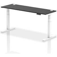 Air Height-Adjustable Slim Desk, White Leg, 1800mm, Black