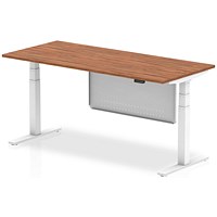 Air Modesty 1800mm Rectangular Height Adjustable Desk, White Leg & Modesty Panel, Walnut