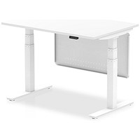 Air Modesty 1200mm Rectangular Height Adjustable Desk, White Leg & Modesty Panel, White