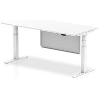 Air Modesty 1800mm Rectangular Height Adjustable Desk, White Leg & Modesty Panel, White