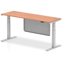 Air Modesty 1800mm Slim Rectangular Height Adjustable Desk, Silver Leg & Modesty Panel, Beech Air Modesty 1800mm Slim Rectangular Height Adjustable Desk, Silver Leg & Modesty Panel, Beech