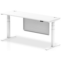 Air Modesty 1800mm Slim Rectangular Height Adjustable Desk, White Leg & Modesty Panel, White