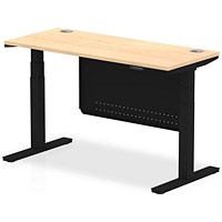 Air Modesty 1400mm Slim Rectangular Height Adjustable Desk, Black Leg & Modesty Panel, Maple Air Modesty 1400mm Slim Rectangular Height Adjustable Desk, Black Leg & Modesty Panel, Maple