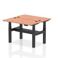 Air 2 Person Sit-Standing Bench Desk, Back to Back, 2 x 1200mm (600mm Deep), Black Frame, Beech Air 2 Person Sit-Standing Bench Desk, Back to Back, 2 x 1200mm (600mm Deep), Black Frame, Beech