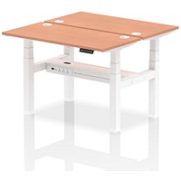 Air 2 Person Sit-Standing Bench Desk, Back to Back, 2 x 1200mm (600mm Deep), White Frame, Beech Air 2 Person Sit-Standing Bench Desk, Back to Back, 2 x 1200mm (600mm Deep), White Frame, Beech