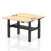 Air 2 Person Sit-Standing Bench Desk, Back to Back, 2 x 1200mm (600mm Deep), Black Frame, Maple Air 2 Person Sit-Standing Bench Desk, Back to Back, 2 x 1200mm (600mm Deep), Black Frame, Maple