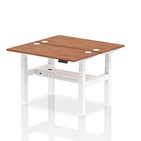 Air 2 Person Sit-Standing Bench Desk, Back to Back, 2 x 1200mm (600mm Deep), White Frame, Walnut Air 2 Person Sit-Standing Bench Desk, Back to Back, 2 x 1200mm (600mm Deep), White Frame, Walnut
