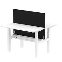 Air 2 Person Sit-Standing Bench Desk with Charcoal Straight Screen, Back to Back, 2 x 1200mm (600mm Deep), White Frame, White