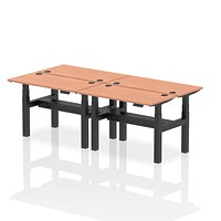 Air 4 Person Sit-Standing Bench Desk, Back to Back, 4 x 1200mm (600mm Deep), Black Frame, Beech Air 4 Person Sit-Standing Bench Desk, Back to Back, 4 x 1200mm (600mm Deep), Black Frame, Beech