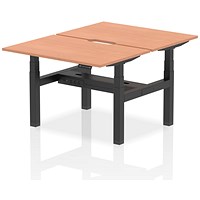 Air 2 Person Sit-Standing Scalloped Bench Desk, Back to Back, 2 x 1200mm (800mm Deep), Black Frame, Beech Air 2 Person Sit-Standing Scalloped Bench Desk, Back to Back, 2 x 1200mm (800mm Deep), Black Frame, Beech
