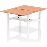 Air 2 Person Sit-Standing Scalloped Bench Desk, Back to Back, 2 x 1200mm (800mm Deep), White Frame, Beech