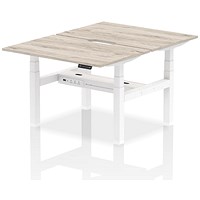 Air 2 Person Sit-Standing Scalloped Bench Desk, Back to Back, 2 x 1200mm (800mm Deep), White Frame, Grey Oak