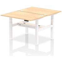 Air 2 Person Sit-Standing Bench Desk, Back to Back, 2 x 1200mm (800mm Deep), White Frame, Maple Air 2 Person Sit-Standing Bench Desk, Back to Back, 2 x 1200mm (800mm Deep), White Frame, Maple