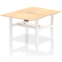 Air 2 Person Sit-Standing Scalloped Bench Desk, Back to Back, 2 x 1200mm (800mm Deep), White Frame, Maple