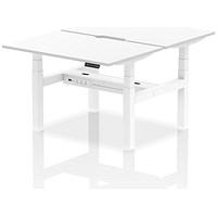 Air 2 Person Sit-Standing Scalloped Bench Desk, Back to Back, 2 x 1200mm (800mm Deep), White Frame, White