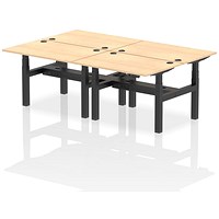 Air 4 Person Sit-Standing Bench Desk, Back to Back, 4 x 1200mm (800mm Deep), Black Frame, Maple Air 4 Person Sit-Standing Bench Desk, Back to Back, 4 x 1200mm (800mm Deep), Black Frame, Maple