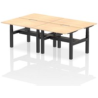 Air 4 Person Sit-Standing Scalloped Bench Desk, Back to Back, 4 x 1200mm (800mm Deep), Black Frame, Maple Air 4 Person Sit-Standing Scalloped Bench Desk, Back to Back, 4 x 1200mm (800mm Deep), Black Frame, Maple
