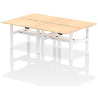 Air 4 Person Sit-Standing Scalloped Bench Desk, Back to Back, 4 x 1200mm (800mm Deep), White Frame, Maple Air 4 Person Sit-Standing Scalloped Bench Desk, Back to Back, 4 x 1200mm (800mm Deep), White Frame, Maple
