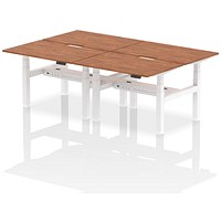 Air 4 Person Sit-Standing Scalloped Bench Desk, Back to Back, 4 x 1200mm (800mm Deep), White Frame, Walnut Air 4 Person Sit-Standing Scalloped Bench Desk, Back to Back, 4 x 1200mm (800mm Deep), White Frame, Walnut