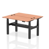Air 2 Person Sit-Standing Bench Desk, Back to Back, 2 x 1400mm (600mm Deep), Black Frame, Beech Air 2 Person Sit-Standing Bench Desk, Back to Back, 2 x 1400mm (600mm Deep), Black Frame, Beech