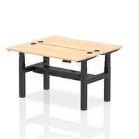 Air 2 Person Sit-Standing Bench Desk, Back to Back, 2 x 1400mm (600mm Deep), Black Frame, Maple Air 2 Person Sit-Standing Bench Desk, Back to Back, 2 x 1400mm (600mm Deep), Black Frame, Maple