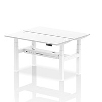 Air 2 Person Sit-Standing Bench Desk, Back to Back, 2 x 1400mm (600mm Deep), White Frame, White