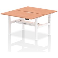 Air 2 Person Sit-Standing Scalloped Bench Desk, Back to Back, 2 x 1400mm (800mm Deep), White Frame, Beech
