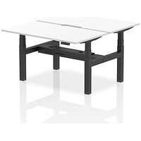 Air 2 Person Sit-Standing Scalloped Bench Desk, Back to Back, 2 x 1400mm (800mm Deep), Black Frame, White
