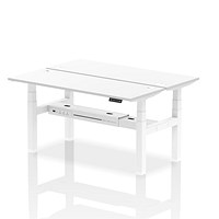 Air 2 Person Sit-Standing Bench Desk, Back to Back, 2 x 1600mm (600mm Deep), White Frame, White