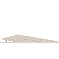 Air 4 Person Sit-Standing Bench Desk, Back to Back, 4 x 1600mm (800mm Deep), Silver Frame, Grey Oak