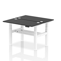 Air 2 Person Sit-Standing Bench Desk, Back to Back, 2 x 1200mm (600mm Deep), White Frame, Black