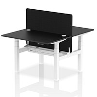 Air 2 Person Sit-Standing Bench Desk with Charcoal Straight Screen, Back to Back, 2 x 1200mm (800mm Deep), White Frame, Black
