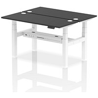 Air 2 Person Sit-Standing Bench Desk, Back to Back, 2 x 1400mm (600mm Deep), White Frame, Black