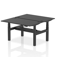 Air 2 Person Sit-Standing Bench Desk, Back to Back, 2 x 1400mm (800mm Deep), Black Frame, Black