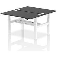 Air 2 Person Sit-Standing Bench Desk, Back to Back, 2 x 1400mm (800mm Deep), White Frame, Black