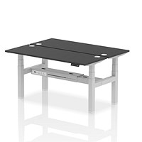 Air 2 Person Sit-Standing Bench Desk, Back to Back, 2 x 1600mm (600mm Deep), Silver Frame, Black