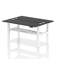 Air 2 Person Sit-Standing Bench Desk, Back to Back, 2 x 1600mm (600mm Deep), White Frame, Black