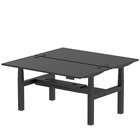 Air 2 Person Sit-Standing Bench Desk, Back to Back, 2 x 1600mm (800mm Deep), Black Frame, Black