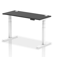 Air 1400mm Slim Rectangular Height Adjustable Desk, White Leg, Black Air 1400mm Slim Rectangular Height Adjustable Desk, White Leg, Black