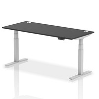 Air 1800mm Rectangular Height Adjustable Desk, Silver Leg, Black Air 1800mm Rectangular Height Adjustable Desk, Silver Leg, Black