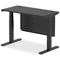 Air 1200mm Slim Rectangular Height Adjustable Desk with Modesty Panel, Black
