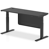 Air 1600mm Slim Rectangular Height Adjustable Desk with Modesty Panel, Black