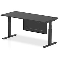 Air 1800mm Rectangular Height Adjustable Desk with Modesty Panel, Black