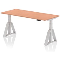 Air 1800mm Height Adjustable Desk, Silver Leg with Piste Foot, Beech