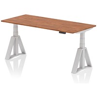 Air 1800mm Height Adjustable Desk, Silver Leg with Piste Foot, Walnut