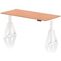 Air 1800mm Height Adjustable Desk, White Leg with Piste Foot, Beech
