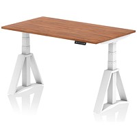 Air 1400mm Height Adjustable Desk, White Leg with Piste Foot, Walnut Air 1400mm Height Adjustable Desk, White Leg with Piste Foot, Walnut