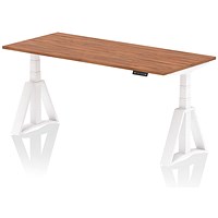 Air 1800mm Height Adjustable Desk, White Leg with Piste Foot, Walnut