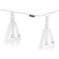 Air 1200mm Height Adjustable Desk, White Leg with Piste Foot, White