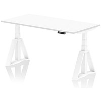 Air 1600mm Height Adjustable Desk, White Leg with Piste Foot, White